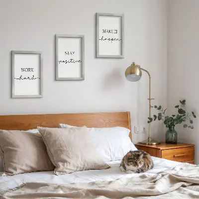 Dekoracja ścienna zestaw obrazów z minimalistycznymi inspirującymi napisami motywacyjnymi