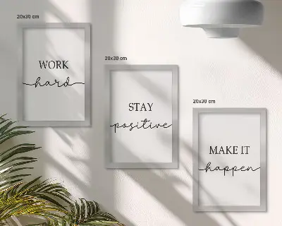 Dekoracja ścienna zestaw obrazów z minimalistycznymi inspirującymi napisami motywacyjnymi