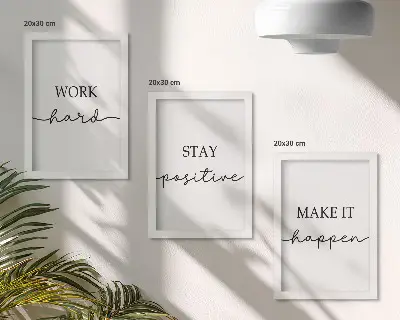 Dekoracja ścienna zestaw obrazów z minimalistycznymi inspirującymi napisami motywacyjnymi