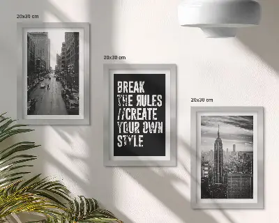 Zestaw 3 obrazów w ramie Ulice miasta w czerni i bieli z inspirującym napisem