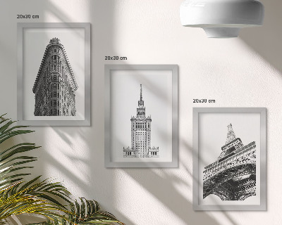 Tryptyk w ramie Architektoniczne budowle w czerni i bieli minimalizm