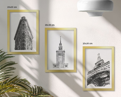 Tryptyk w ramie Architektoniczne budowle w czerni i bieli minimalizm
