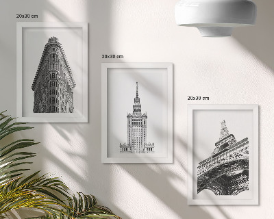 Tryptyk w ramie Architektoniczne budowle w czerni i bieli minimalizm