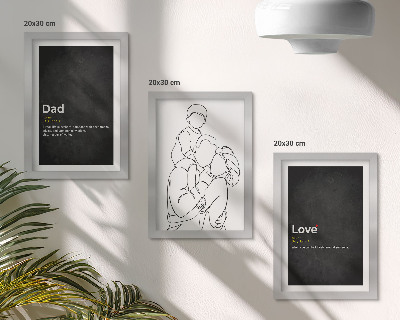 Dekoracja ścienna zestaw obrazów Rodzina line-art z definicjami miłości i ojcostwa