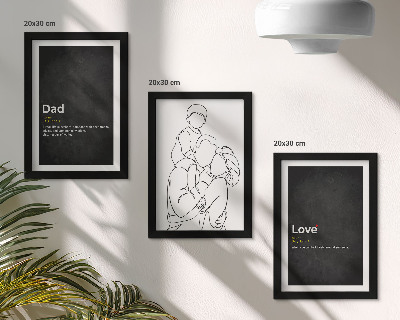 Dekoracja ścienna zestaw obrazów Rodzina line-art z definicjami miłości i ojcostwa