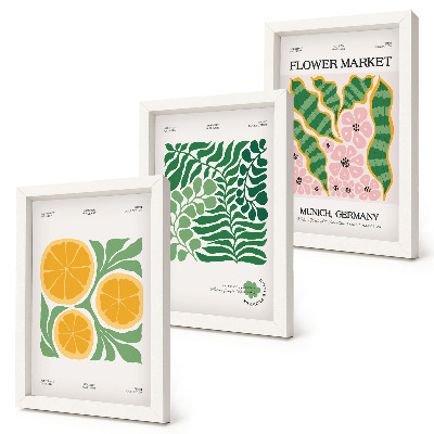 Tryptyk w ramie Motywy owocowe i roślinne w pastelowych kolorach postery