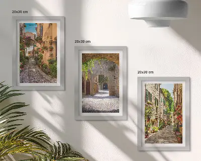 Zestaw obrazów dekoracja ścienna włoskie uliczki z kwiatami i architekturą