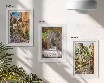 Zestaw obrazów dekoracja ścienna włoskie uliczki z kwiatami i architekturą