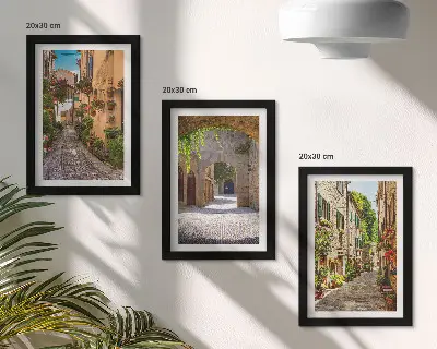 Zestaw obrazów dekoracja ścienna włoskie uliczki z kwiatami i architekturą