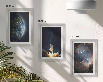 Zestaw dekoracji ściennych obrazy z motywem kosmosu ziemi rakiety galaktyki i gwiazd