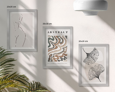 Zestaw 3 obrazów w ramie Abstrakcyjny poster kobiece kształty liście styl boho