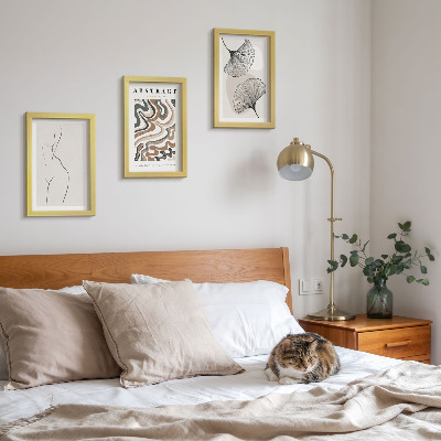 Zestaw 3 obrazów w ramie Abstrakcyjny poster kobiece kształty liście styl boho
