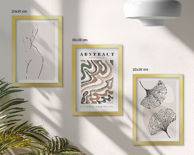 Zestaw 3 obrazów w ramie Abstrakcyjny poster kobiece kształty liście styl boho