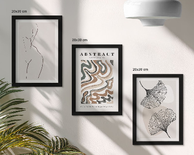 Zestaw 3 obrazów w ramie Abstrakcyjny poster kobiece kształty liście styl boho
