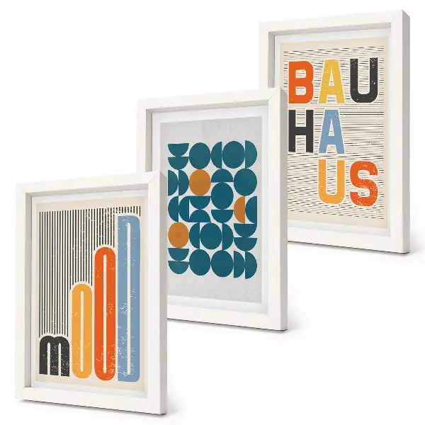 Zestaw obrazów dekoracyjnych geometryczne wzory w stylu Bauhaus