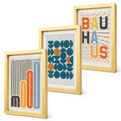 Zestaw obrazów dekoracyjnych geometryczne wzory w stylu Bauhaus
