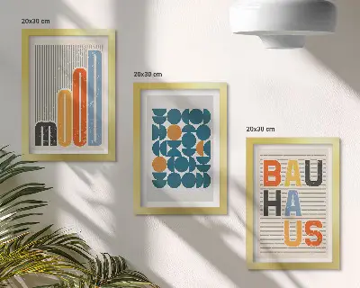 Zestaw obrazów dekoracyjnych geometryczne wzory w stylu Bauhaus