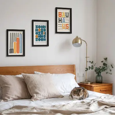 Zestaw obrazów dekoracyjnych geometryczne wzory w stylu Bauhaus