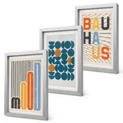 Zestaw obrazów dekoracyjnych geometryczne wzory w stylu Bauhaus