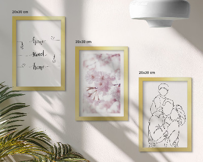 Zestaw 3 obrazów w ramie Kwiaty i rodzina w minimalistycznym designie