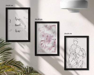Zestaw 3 obrazów w ramie Kwiaty i rodzina w minimalistycznym designie