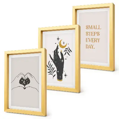 Zestaw obrazów dekoracyjnych minimalistyczne ilustracje z inspirującym tekstem w stylu boho