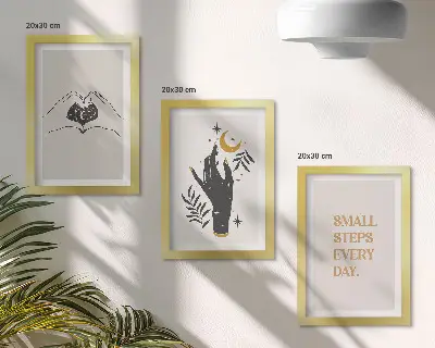 Zestaw obrazów dekoracyjnych minimalistyczne ilustracje z inspirującym tekstem w stylu boho