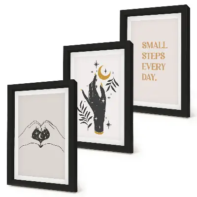 Zestaw obrazów dekoracyjnych minimalistyczne ilustracje z inspirującym tekstem w stylu boho