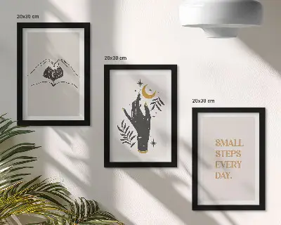 Zestaw obrazów dekoracyjnych minimalistyczne ilustracje z inspirującym tekstem w stylu boho