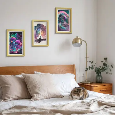 Dekoracja ścienna zestaw obrazów kolorowe ilustracje w stylu fantasy