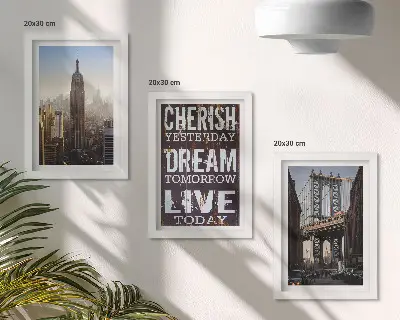 Dekoracja ścienna zestaw obrazów Nowojorskie pejzaże z inspirującym cytatem