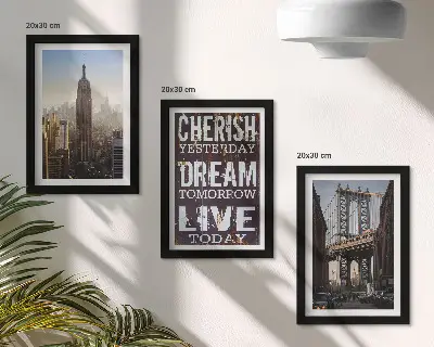 Dekoracja ścienna zestaw obrazów Nowojorskie pejzaże z inspirującym cytatem