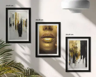 Abstrakcyjne malarstwo i portret kobiety tryptyk w ramie