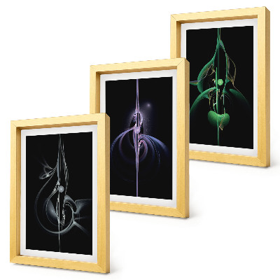 Tryptyk w ramie Abstrakcyjne wzory w odcieniach czerni i kolorów