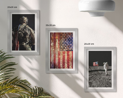Tryptyk w ramie Amerykańskie symbole narodowe flaga USA