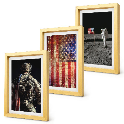 Tryptyk w ramie Amerykańskie symbole narodowe flaga USA