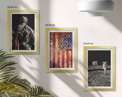 Tryptyk w ramie Amerykańskie symbole narodowe flaga USA