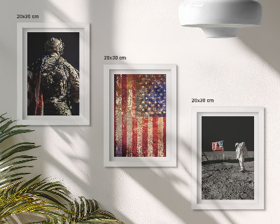 Tryptyk w ramie Amerykańskie symbole narodowe flaga USA