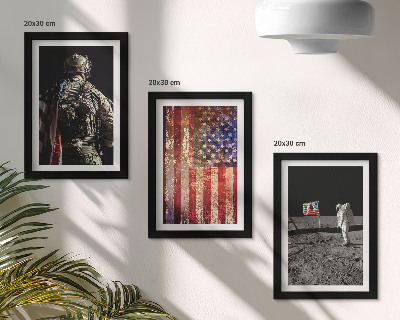 Tryptyk w ramie Amerykańskie symbole narodowe flaga USA