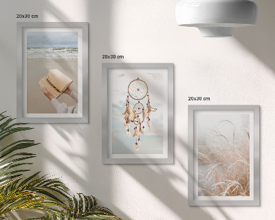 Tryptyk w ramie Spokojne pejzaże delikatne letnie widoki styl boho