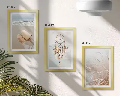 Tryptyk w ramie spokojne pejzaże z delikatnymi letnimi widokami w stylu boho