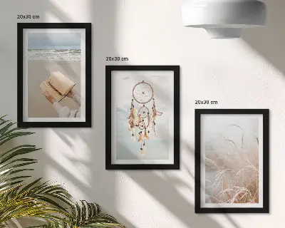 Tryptyk w ramie spokojne pejzaże z delikatnymi letnimi widokami w stylu boho