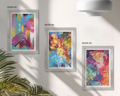 Zestaw obrazów dekoracja ścienna kolorowe abstrakcje z dynamicznymi wzorami farb
