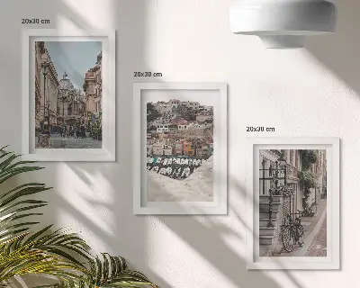 Zestaw 3 obrazów w ramie Urokliwe uliczki miast z widokiem na port i budynki