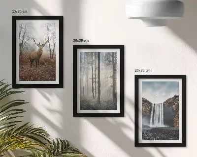 Tryptyk w ramie leśne krajobrazy z jeleniem dzika natura