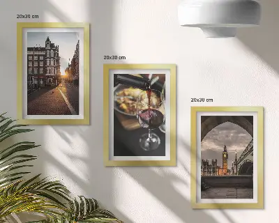 Tryptyk z widokiem na Londyn zestaw obrazów z miastem i jedzeniem w ramie