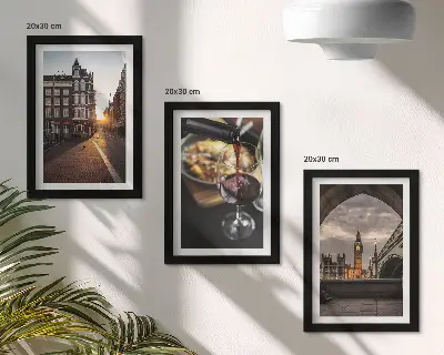 Tryptyk z widokiem na Londyn zestaw obrazów z miastem i jedzeniem w ramie
