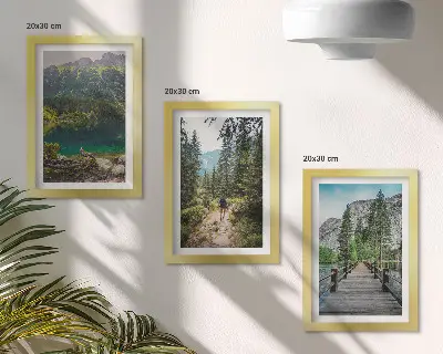 Tryptyk w ramie Góry jeziora lasy i ścieżki w naturze