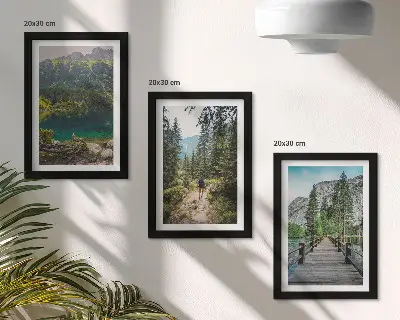 Tryptyk w ramie Góry jeziora lasy i ścieżki w naturze