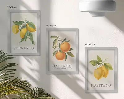 Dekoracja ścienna zestaw obrazów cytryny i pomarańcze z włoskiego wybrzeża Amalfi